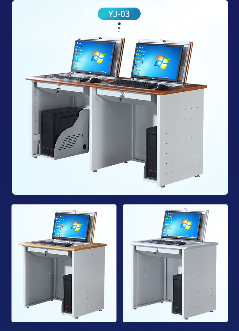 Hidden flip computer desks, student computer room training desks, multimedia podiums, single and double study desks pic 13