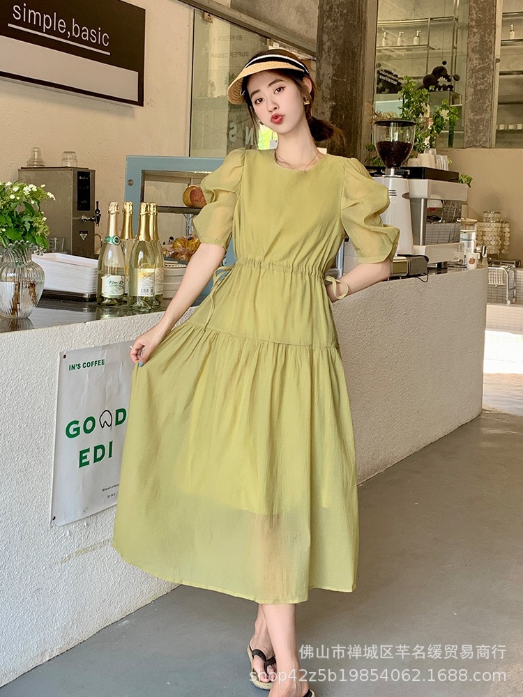 Early spring petite elegant dress for women 2023 summer waist-cinching and slimming lady chiffon floral mid-length dress pic 18