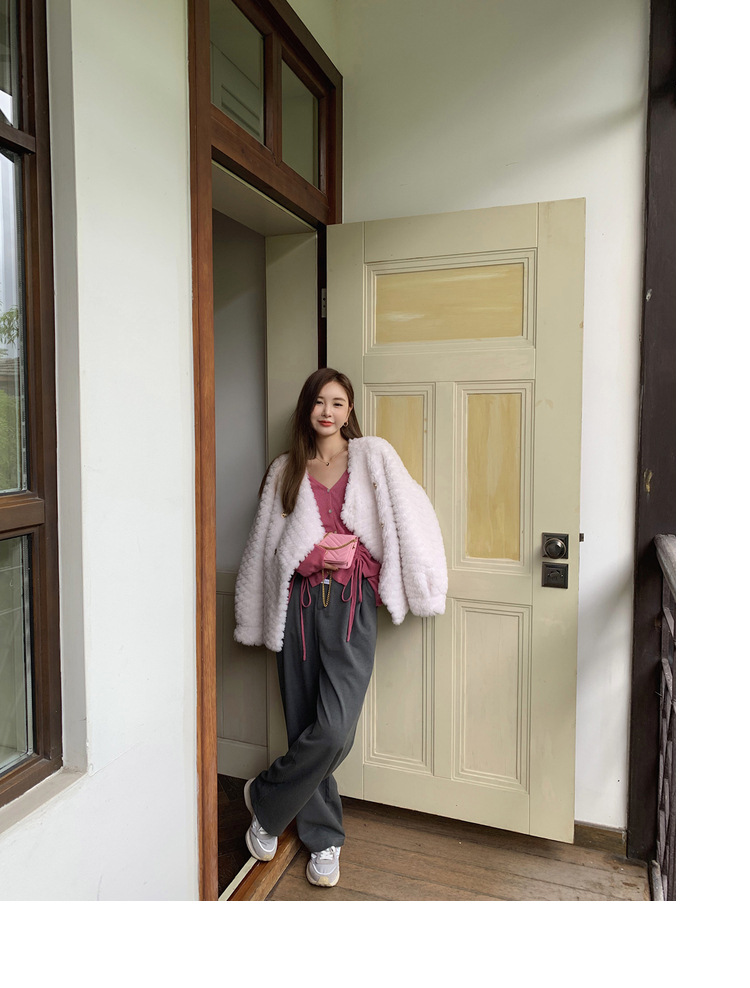 冬季新年羊羔毛皮草短款女网红羊剪绒布加迪全羊毛年轻短外套详情27