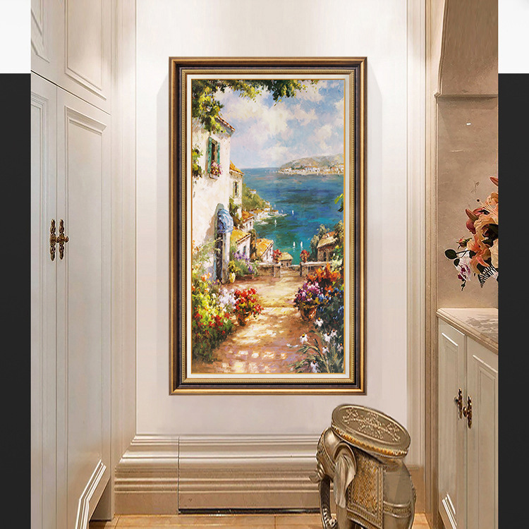 American-style entrance foyer hanging paintings, modern art, European-style vertical corridor and passageway decorative paintings, grand murals, large size pic 37