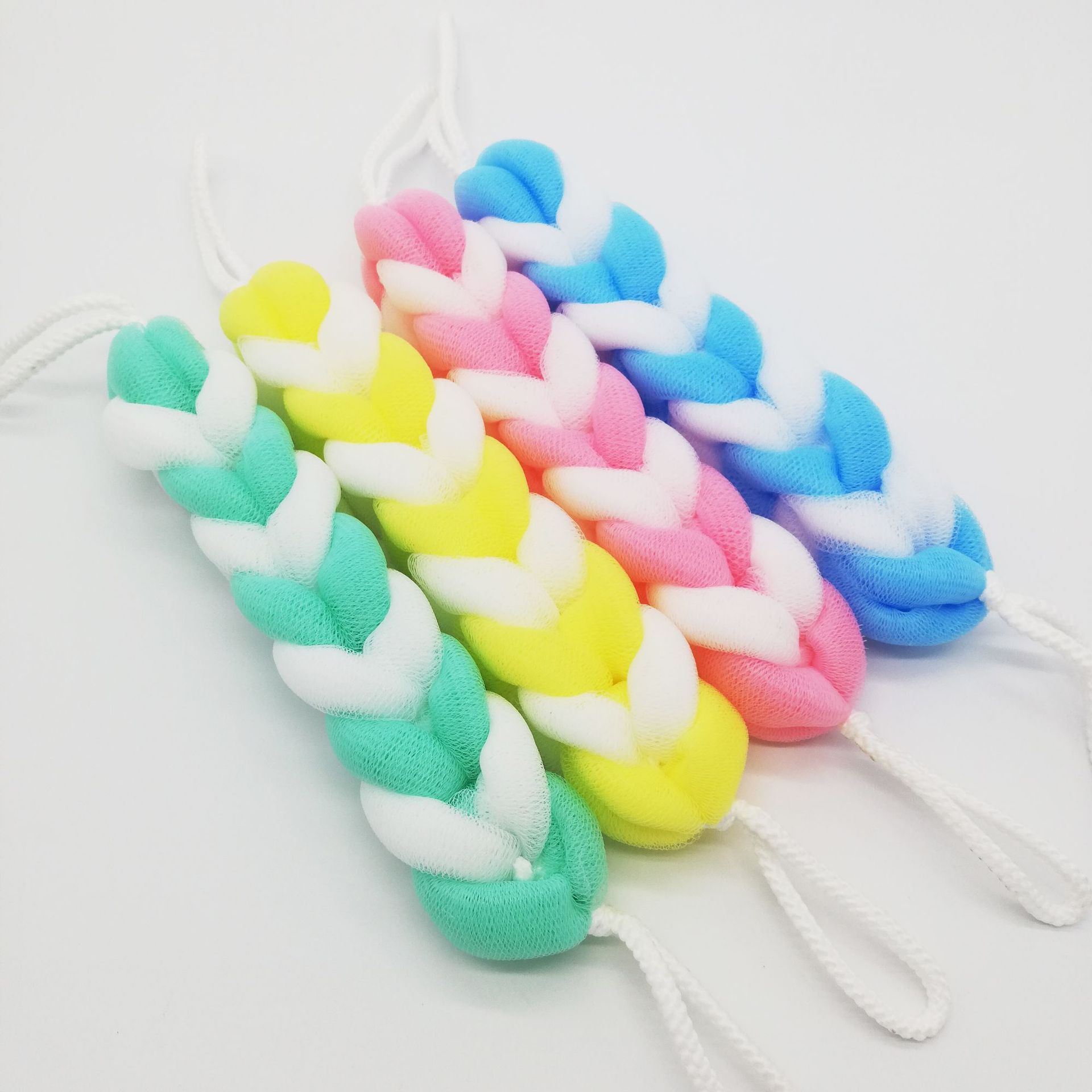 Long strip net bubble bath scrubbing towel, hand-held back-pulling strip bath bar, double-sided bath ball wipe manufacturer wholesale pic 2