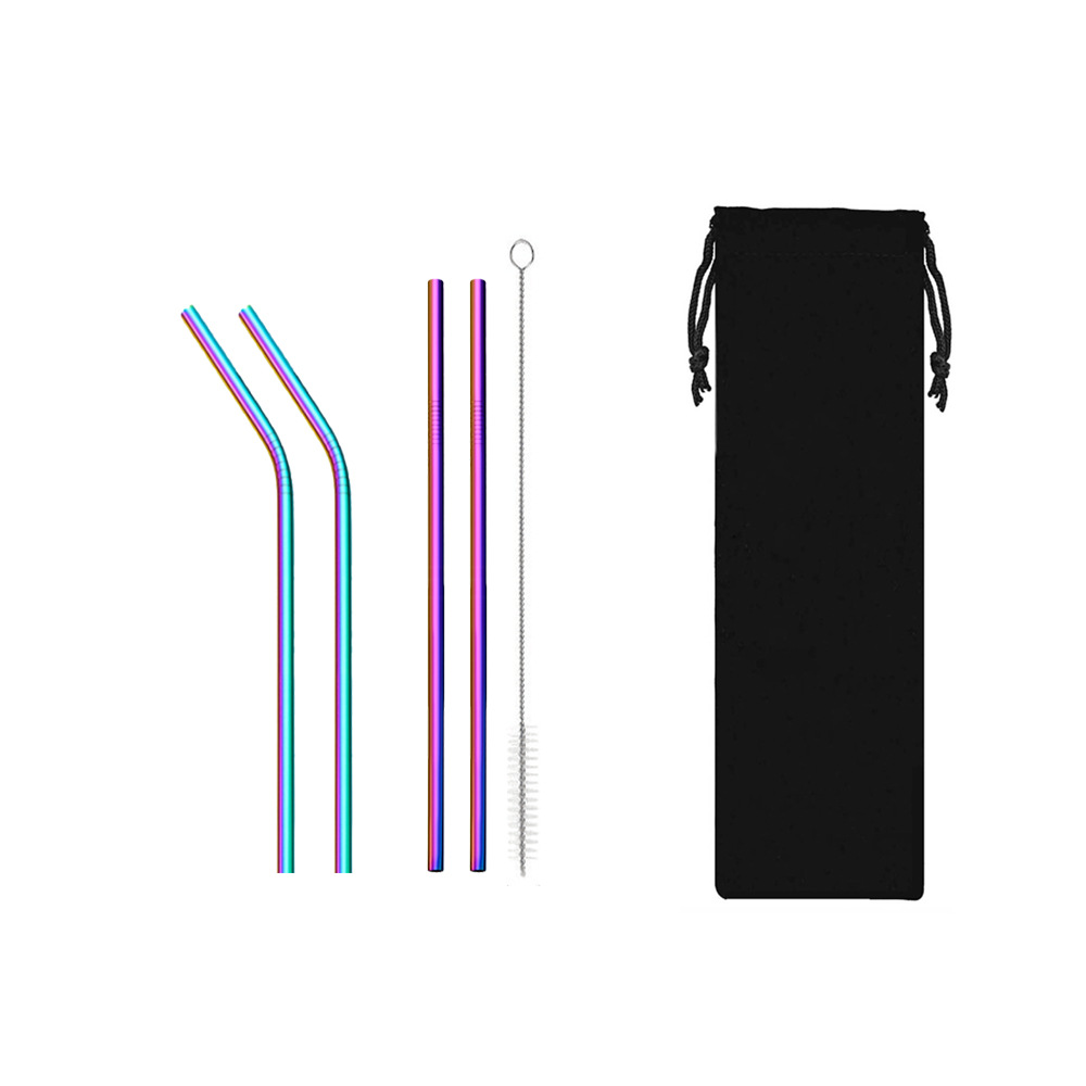 SWENO portable 304 stainless steel straw set for milk tea, coffee and beverages, colorful straw set, can be equipped with a velvet bag, portable, easy to clean, reusable stainless steel straws for outdoor and household use pic 7