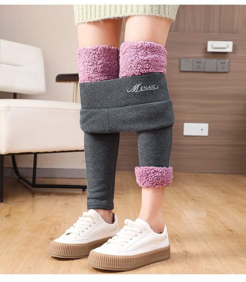 羊羔绒打底裤女秋冬季新款外穿高腰紧身显瘦加绒东北特厚保暖棉裤详情13