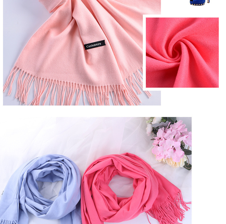 The new solid-color faux cashmere scarf for autumn and winter, with a big red LOGO and thickened warm shawl, is in stock and available for shipment pic 31