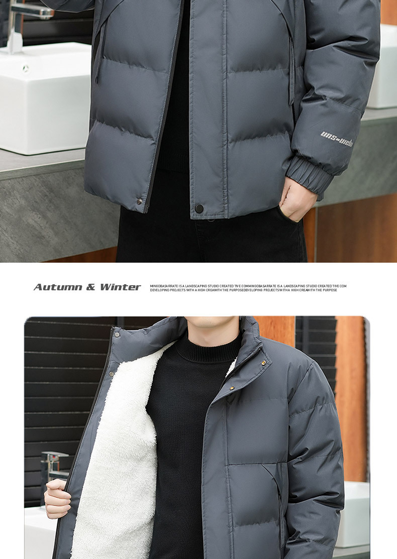 冬季立领时尚休闲帅气棉衣男青年高端潮流保暖加厚棉短款棉袄外套详情15