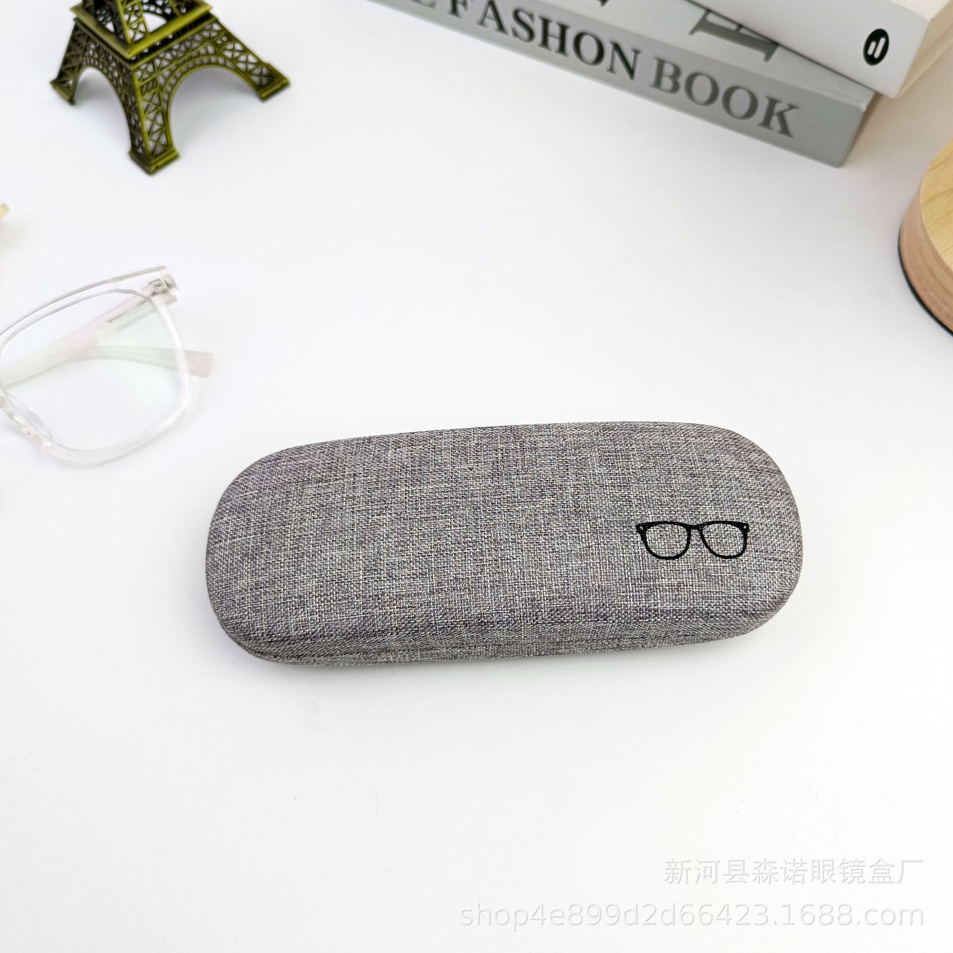 厂家供应时尚简约麻布眼镜盒子男女近视眼镜盒铁质太阳镜盒墨镜盒详情2