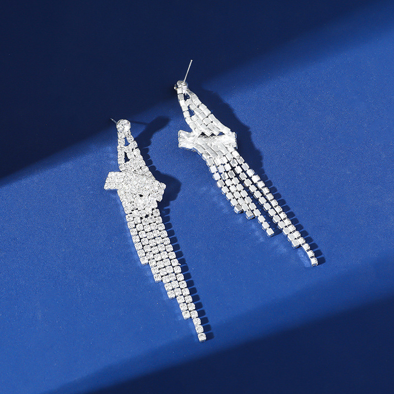 欧美夸张长耳环韩版气质满钻耳环水钻流苏夜店耳饰礼服宴会耳饰品详情9