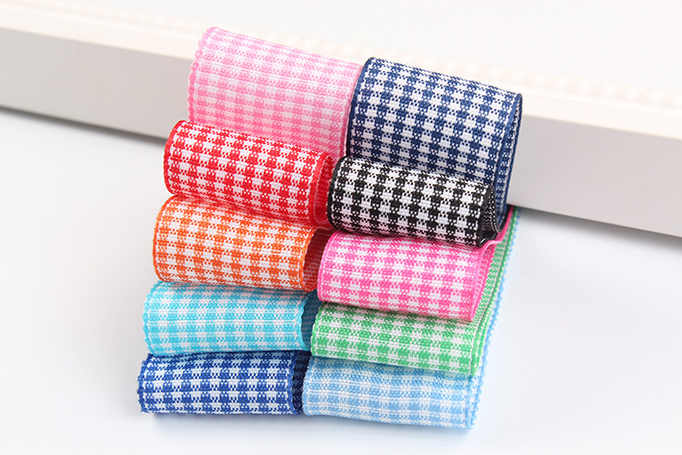 Dingxin Woven tape Double Bread Edge Thousand bird checkered colorful ribbon DIY Handmade bow hair accessory gift packaging ribbon pic 6
