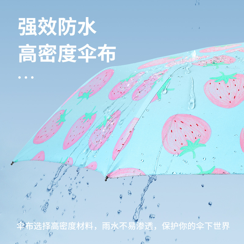 Fully automatic cartoon umbrella, black rubber sun protection and sunshade umbrella, three-fold sun umbrella, UV protection, all-weather folding umbrella pic 5