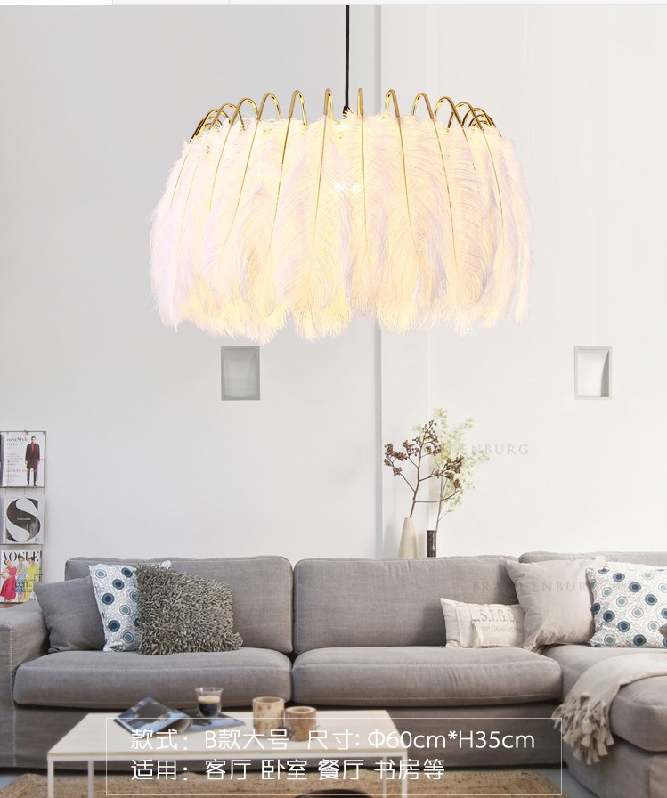 Factory direct sales, popular American-style feather floor lamps, princess bedroom ostrich feather lamps, light luxury European-style living room floor lamps pic 13