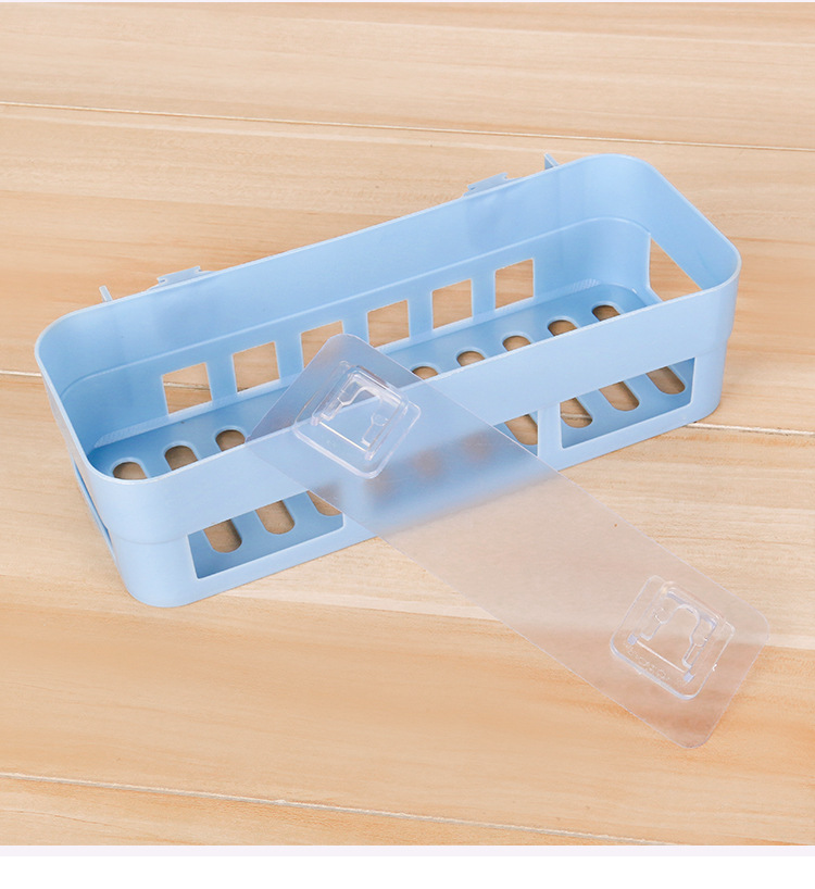 Bathroom non-perforated plastic storage rack, bathroom toiletries storage rack, multi-functional perforated empty storage rack pic 3