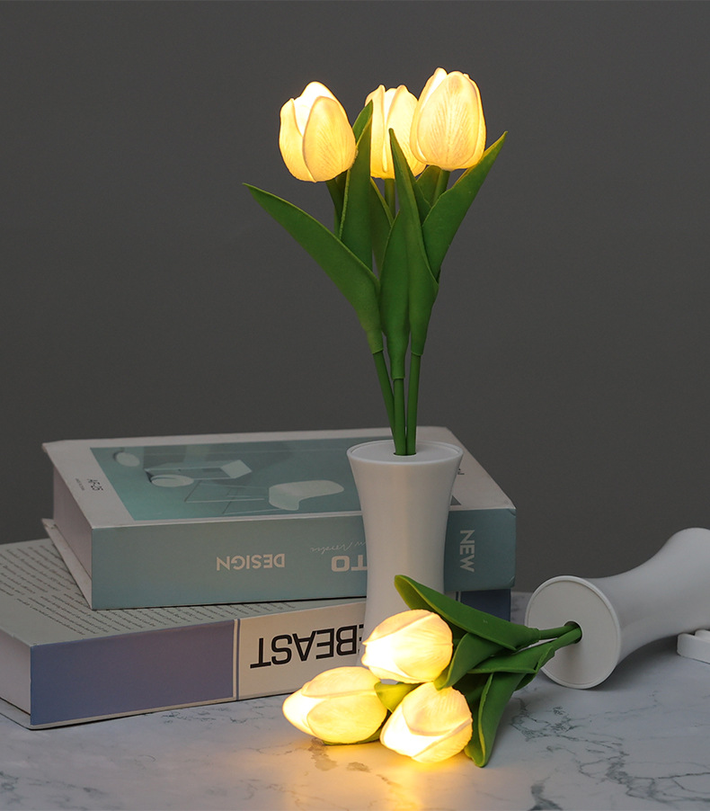郁金香小夜灯创意仿真花束夜灯卧室床头灯氛围灯家居装饰桌面摆件详情10