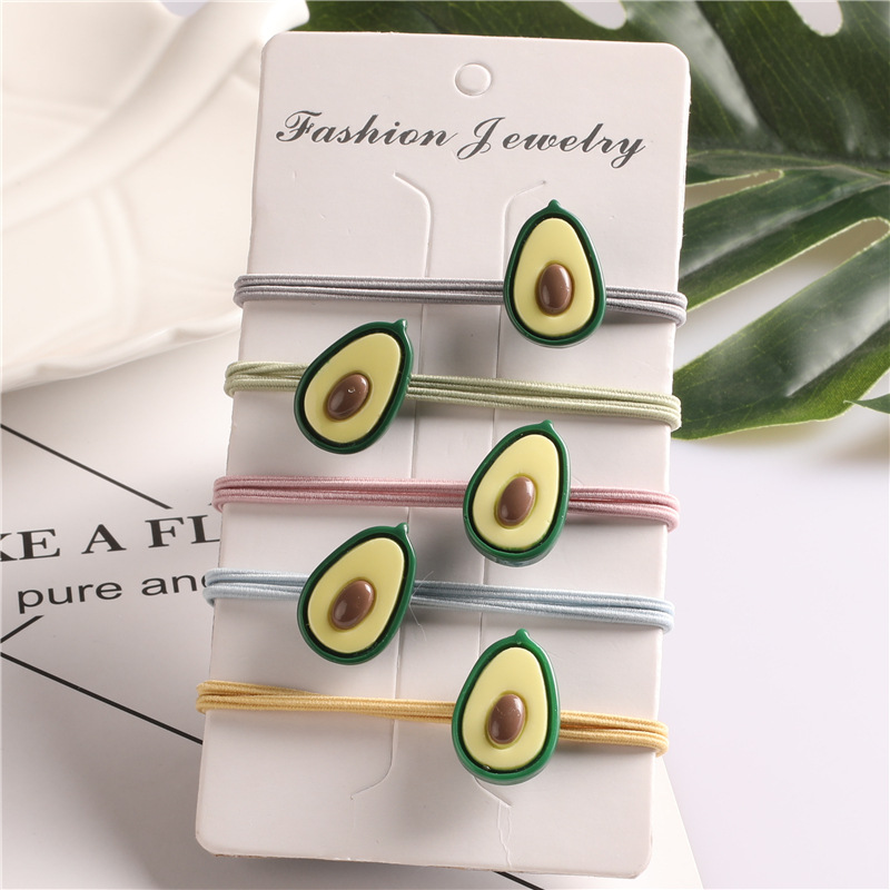 Korean forest-themed girl rubber band, Internet celebrity hair tie, avocado cartoon hair tie, colorful hair tie rubber band pic 19