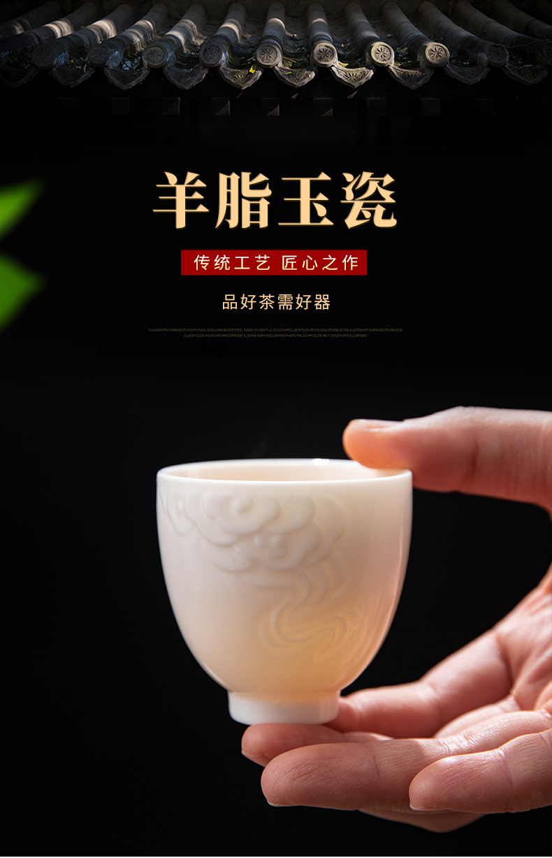 Factory direct sales of Dehua white porcelain jadeite Kung Fu tea cups, personal cups, tea tasting cups, simple household tea drinking ceramic cups pic 12