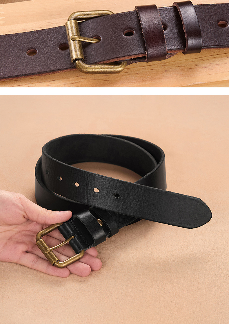 广州男士纯牛皮复古单层外贸手工皮带真皮休闲牛皮腰带头层牛皮详情29