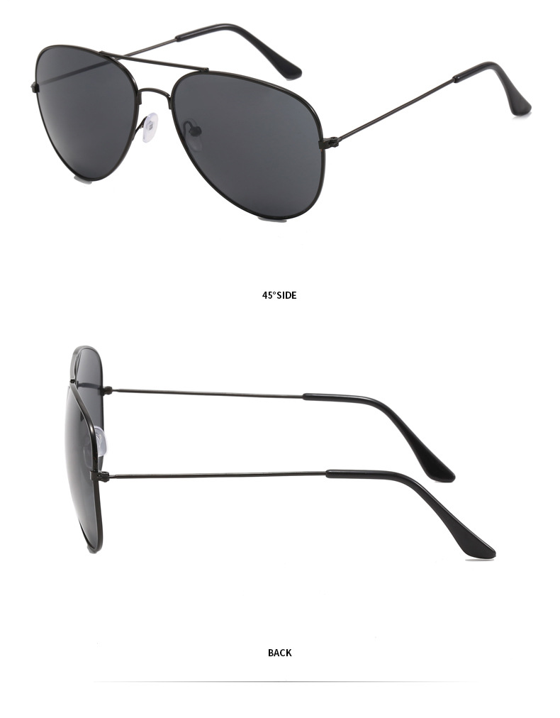 工厂批发男款时尚金属框太阳镜多色商务风飞行员蛤蟆通用款墨镜详情8