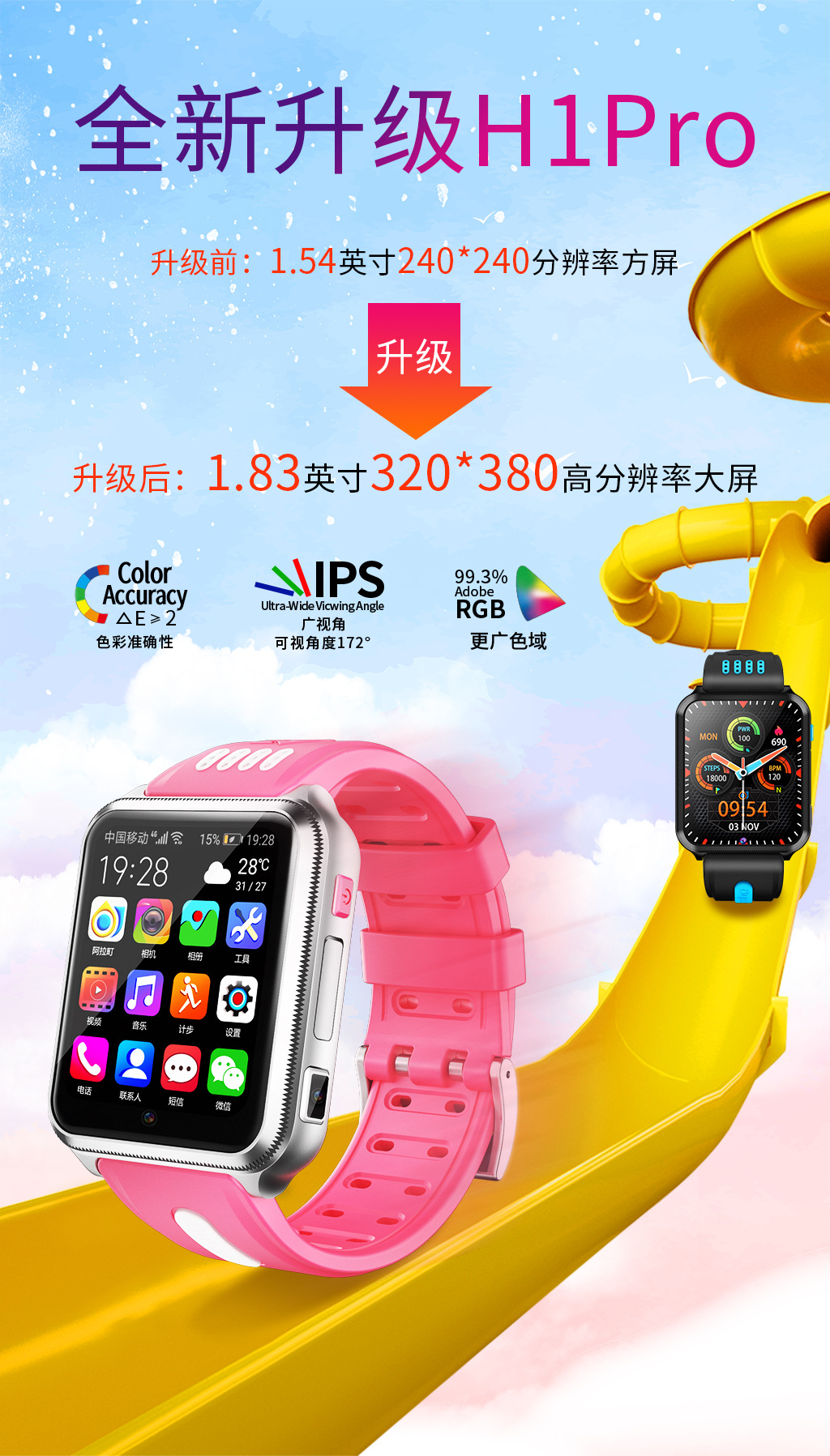 阿拉町H1智能儿童电话4G5G全网通定位可视频小学生青少年智能手表详情1