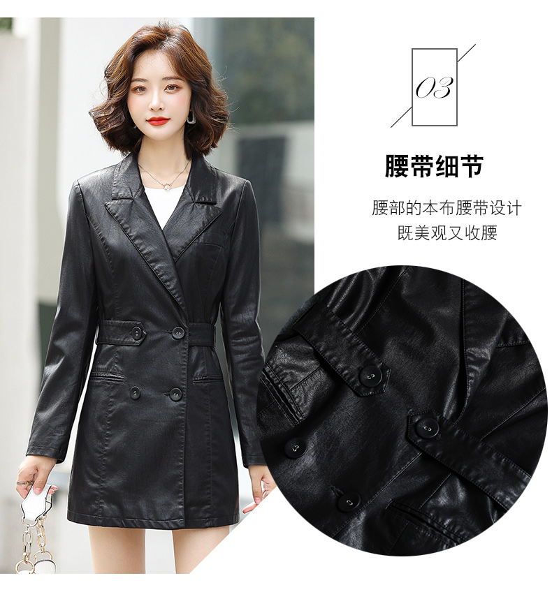 Retro Hong Kong-style casual small suit jacket for women, 2022 Spring and Autumn new Korean-style elegant pu leather suit jacket pic 6