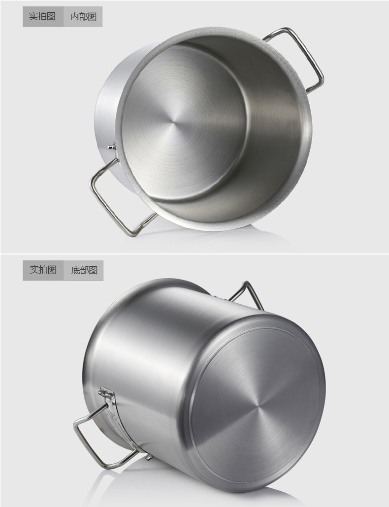 Thickened stainless steel soup bucket 430 iron bucket, special soup pot for induction cooker, milk tea bucket thickened 304 stainless steel soup bucket with magnetic pic 12