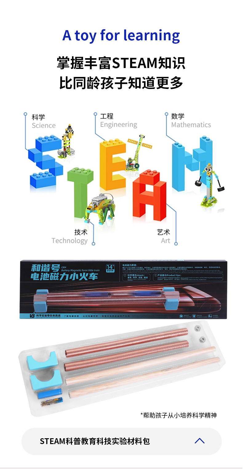 磁悬浮小火车电池磁力 穿梭机儿童科学实验小制作玩具 双轨道线圈详情12