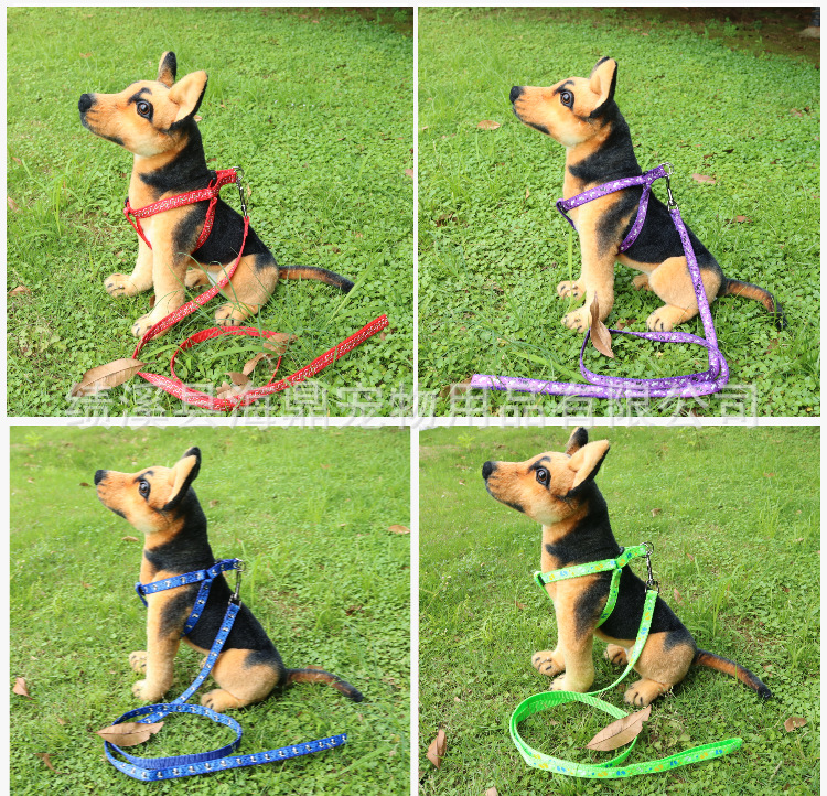 Wholesale patch dog leashes, printed dog chains, leashes, chest straps, small and medium-sized dog walking leashes, dog chains, collars pic 20