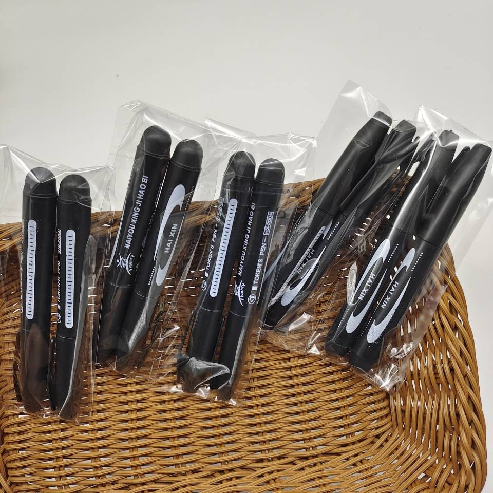 2 large-head marker pens in a bag, black ink-filled large-head pens, blue and red oil-based express logistics marker pens pic 9