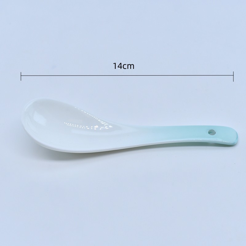 厂家陶瓷汤勺家用餐具小勺调羹骨质瓷三弯勺渐变骨瓷金线三弯勺详情8