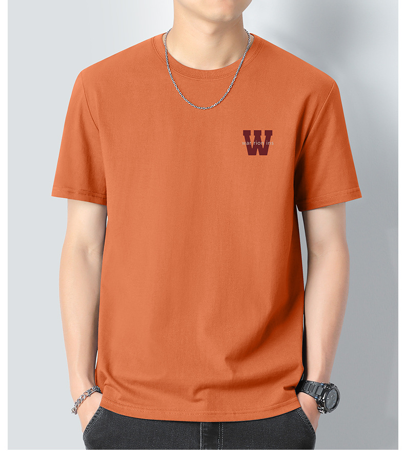 Heavyweight pure cotton short-sleeved T-shirt for men 2024 Summer New trendy youth long-staple cotton half-sleeved all-cotton body T-shirt for men pic 26