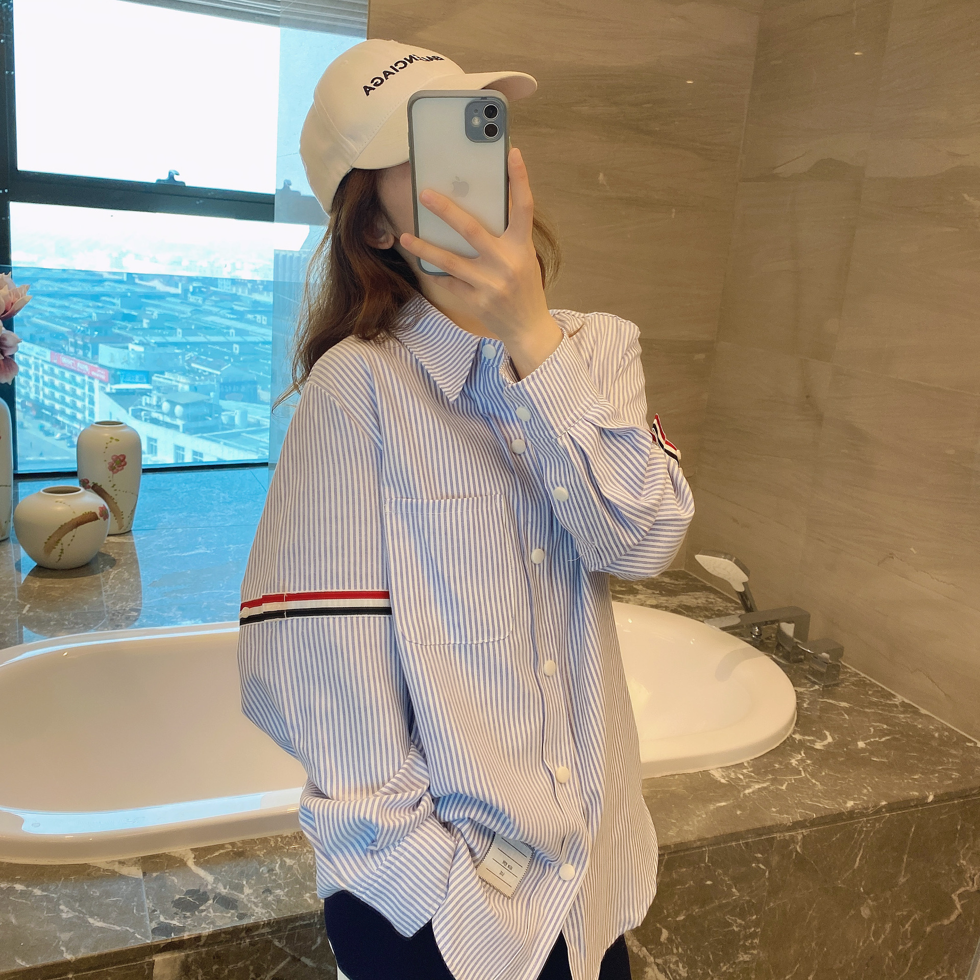 TB casual trendy brand poplin slim-fit solid white shirts for men and women, Oxford fabric shirts for women with long sleeves pic 31