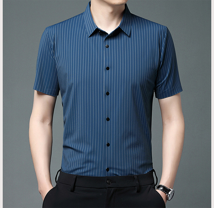 其力男装衬衫短袖男款2023夏季新款商务锦氨高弹力无痕寸衫t恤男详情27