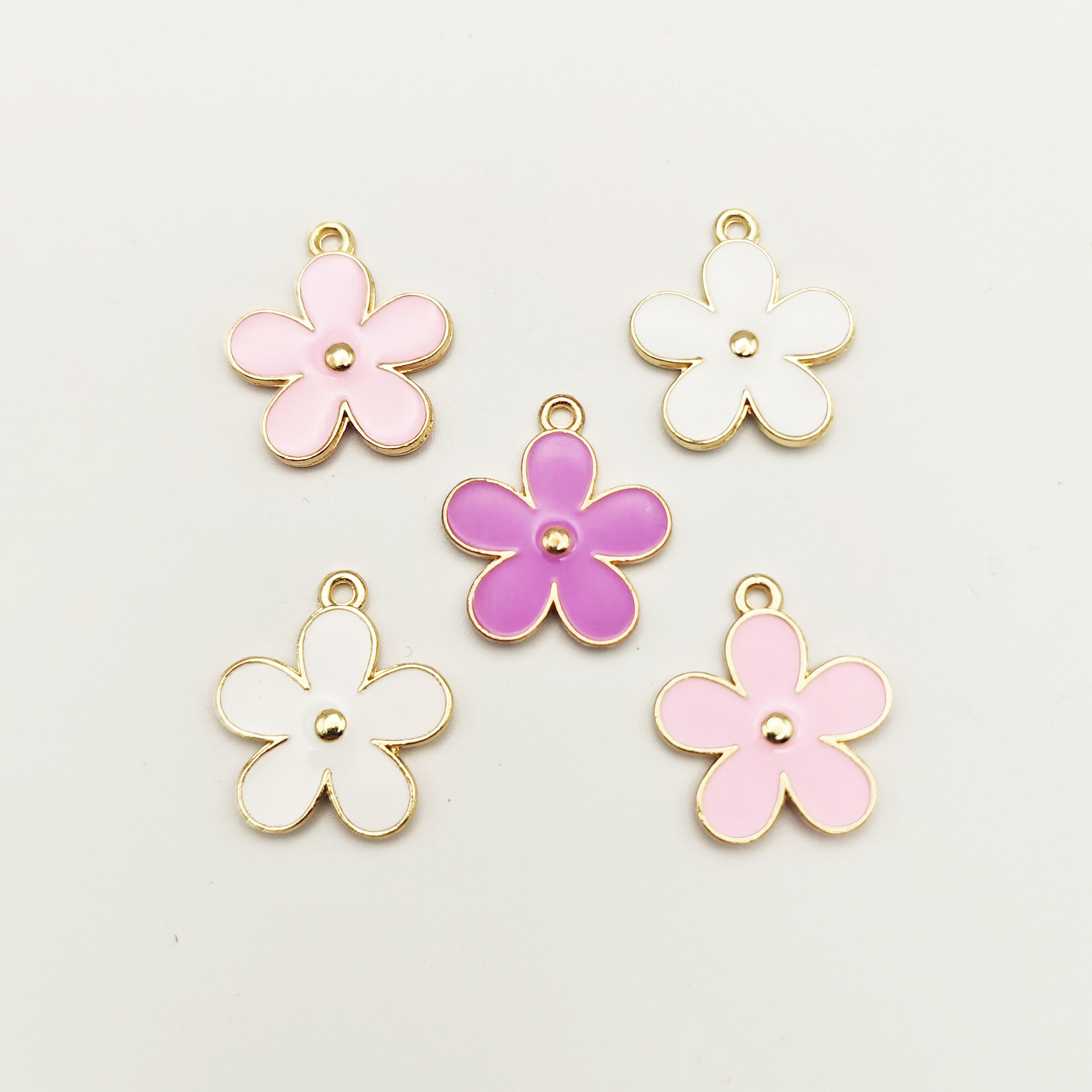 Alloy oil drip accessories, flower daisies, five-petal flowers, diy handcrafted jewelry accessories, earrings, pendants, necklaces, keychains pic 7