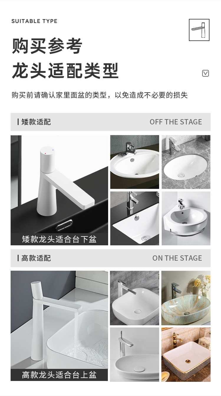 白色面盆水龙头卫生间个性创意浴室枪灰色冷热洗手台上盆龙头黄铜详情10