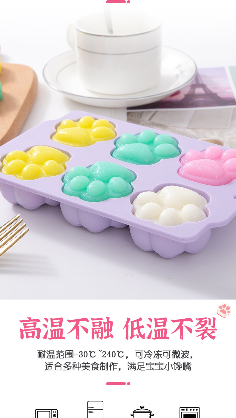 Factory in stock: Cute cat paw molds, silicone mini steamed cakes, mousse cakes, ice cubes, baby food molds pic 6