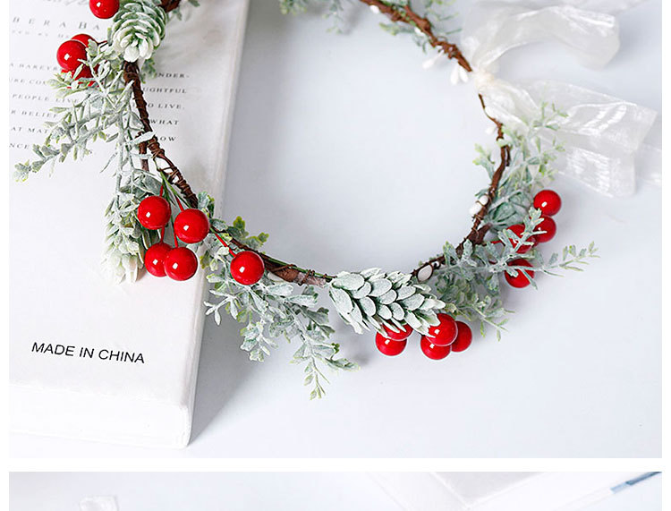New best-selling Christmas wreath, red berry simulation wreath headband, wedding, travel, commemorative holiday headwear pic 10