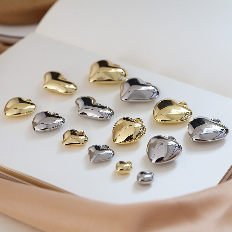 Simple style multi-specification three-dimensional smooth surface heart heart round ball pendant jewelry necklace earrings diy accessory materials pic 19