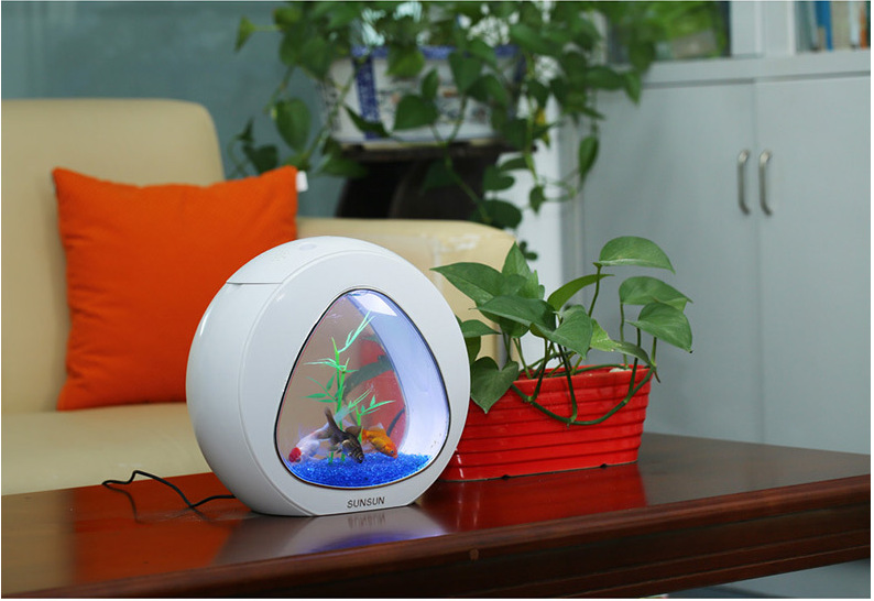 The desk mini aquarium creative desktop LED lighting can filter ecological acrylic fish tank aquarium pic 14