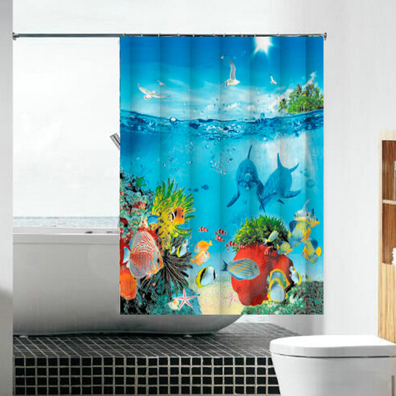 Factory supply of polyester waterproof bath curtains, hot sale and wholesale. Digital printing bathroom sets. Customization is supported based on provided drawings pic 25