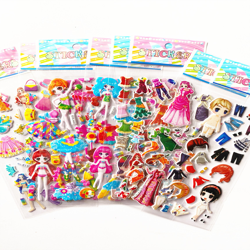 厂家直供立体贴纸凹凸儿童卡通动漫贴画PVC粘贴宝宝奖励泡泡贴纸详情8