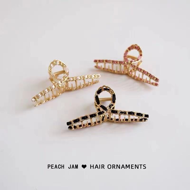 气质金属链条抓夹缠绕丝带发抓韩国ins 风鲨鱼夹发卡扎头发抓夹女详情2