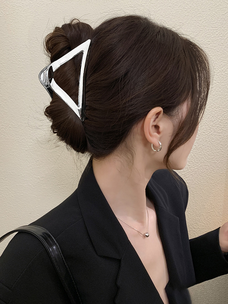 韩国不规则几何金属发夹时尚高级感抓夹鲨鱼夹冷淡风个性发饰批发详情22