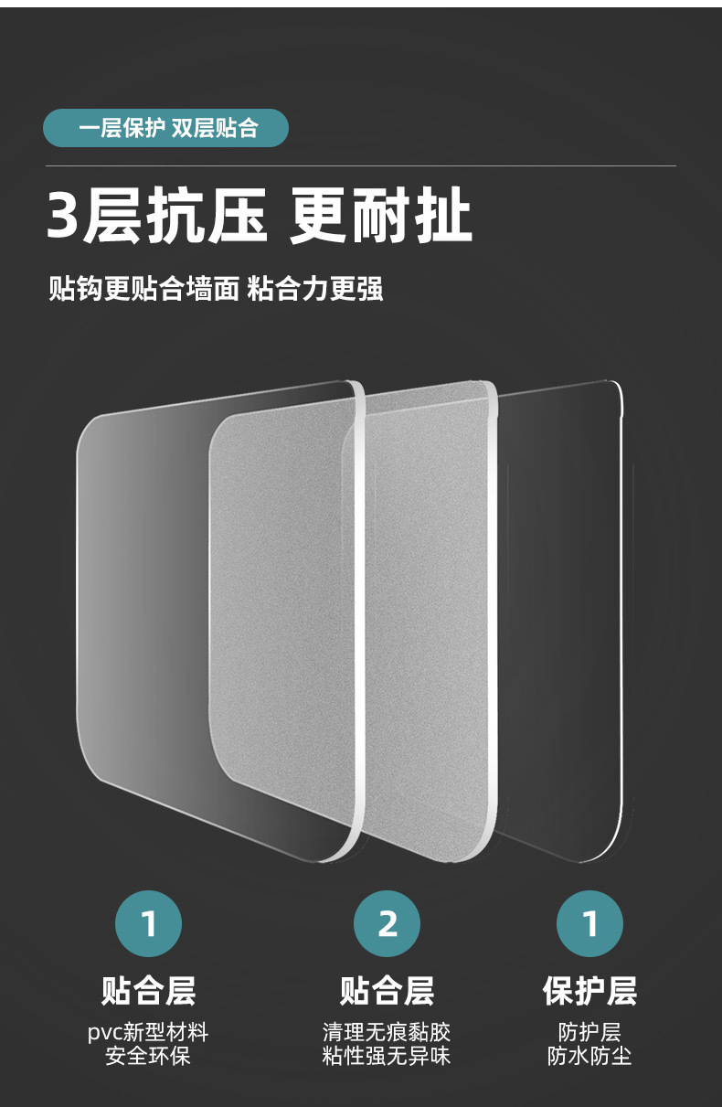 Wholesale of large-sized stainless steel hooks with adhesive hooks, vacuum forming packaging for supermarkets, street stalls, and foreign trade supply without drilling pic 4