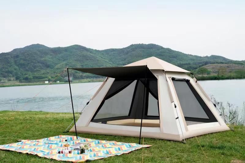 Outdoor 3-4 people beach thickened rainproof 2-person camping fully automatic double-person camping quick-opening four-sided tent pic 3