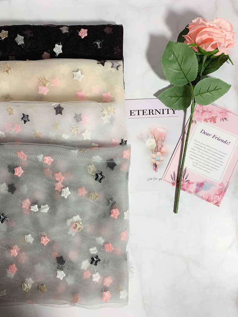 Customized home textile and clothing accessories from manufacturers, embroidered little star mesh fabric, skirts, wedding dresses, lace accessories pic 5