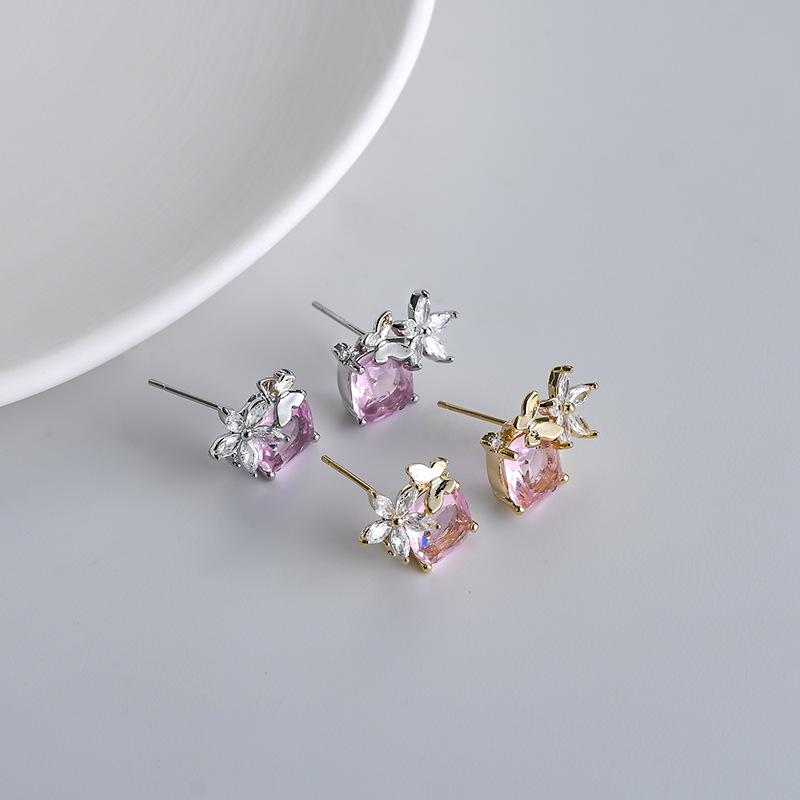 韩版时尚气质耳钉女S925银针小众设计感蝴蝶耳饰超仙甜美耳坠批发详情6