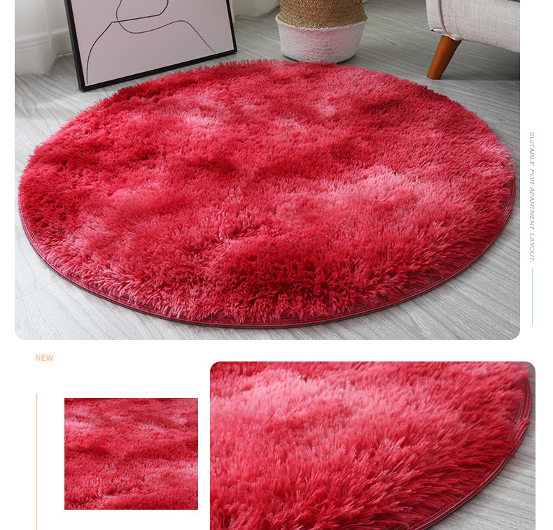The manufacturer supplies popular INS home tie-dyed gradient round carpets for living rooms, bedrooms, sofas, bedside, bay Windows and footpads pic 13