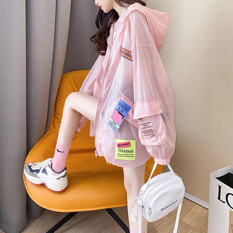 Candy-colored sun-protective clothing for women, mid-length summer 2021 new style loose light jacket, breathable sun-protective shirt, sun-protective clothing pic 5