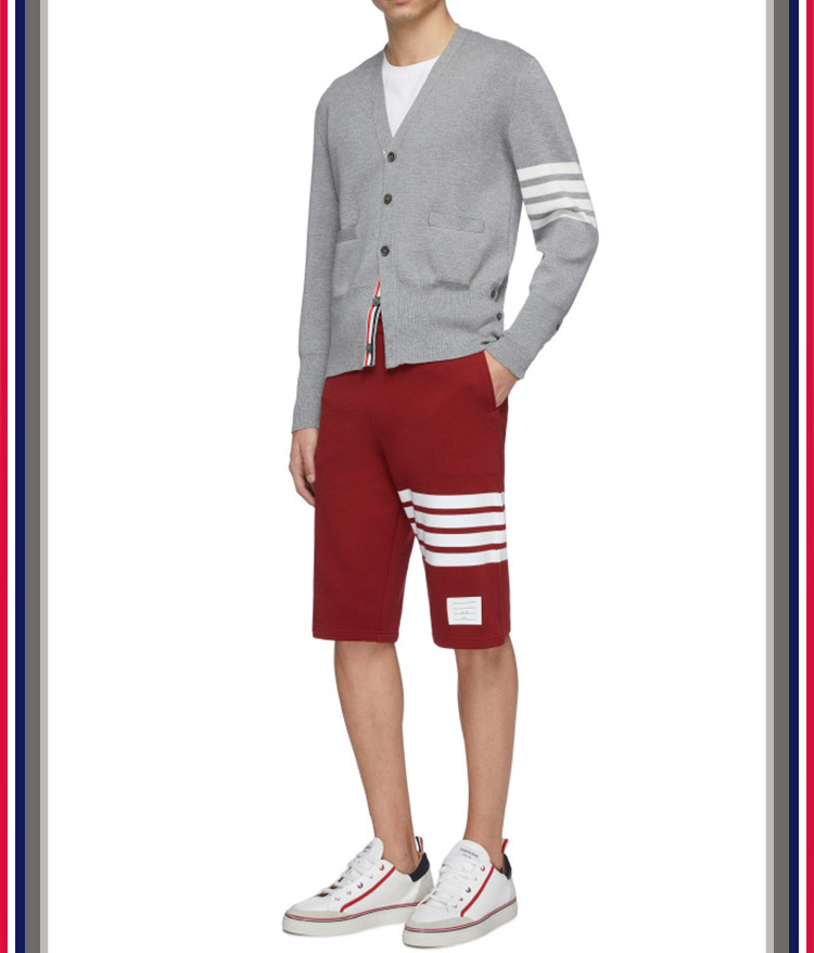TB teñido teñido cuatro barras rayas moda hombre verano moda pantalones de algodón moda marca pantalones medios pantalones deportivos pantalones casuales hombres pic 26