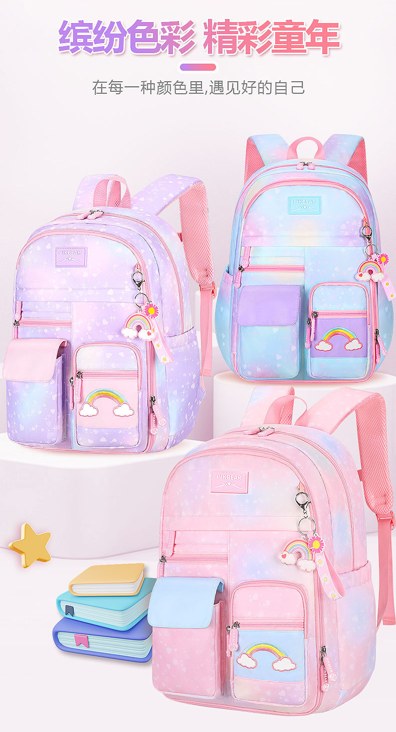 Wholesale of lightweight backpacks for boys and girls in the first grade, cute backpacks for girls, children and primary school students pic 3