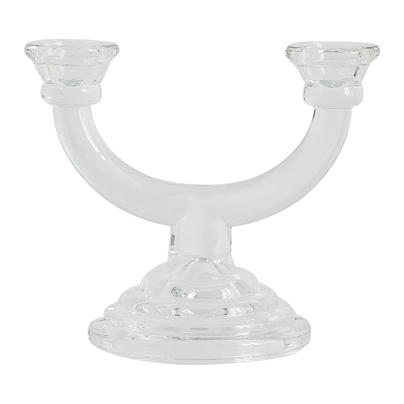透明水晶玻璃烛台法式浪漫双头树杈形玻璃蜡台简约婚庆装饰摆件详情8