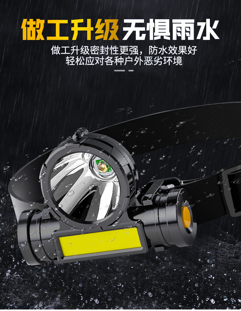 Wholesale of cross-border headlamps, outdoor cob charging head-mounted flashlights, led fishing waterproof charging high-intensity headlamps pic 10